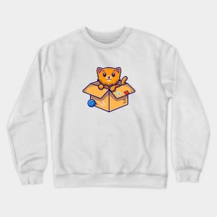 Cute Cat In Box Cartoon Vector Icon Illustration Crewneck Sweatshirt